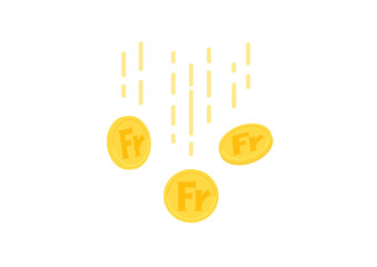 スイスなどの通貨フランのマーク･Frが入った落ちるコイン - 収入･貯蓄･減っているイメージ

