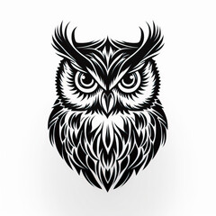 owl tattoo sketch on white background. black ink and geometry created with Generative AI technology © Outsiderzone