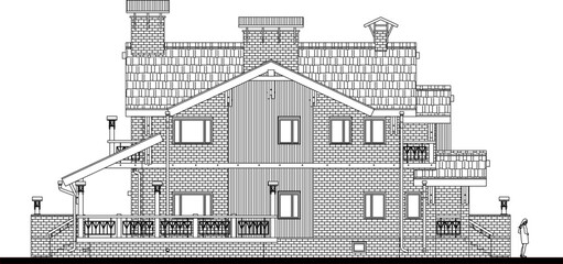 sketch vector illustration of an old classical model magnificent villa