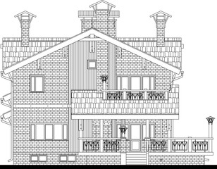 sketch vector illustration of an old classical model magnificent villa