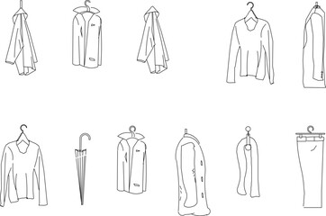 sketch vector illustration of clothes on a hanger for display