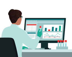 Scientist woman working with computer in the medical laboratory © elenabsl