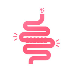 Colitis. Gut constipation icon. Abdominal, bloating vector. Stomach. Gastroenterology for medical design. Health care. Stomach set icon for medical design. Vector illustration - obrazy, fototapety, plakaty