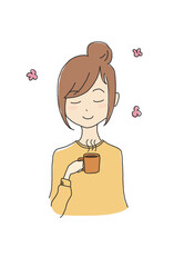 コーヒーでリラックスする女性