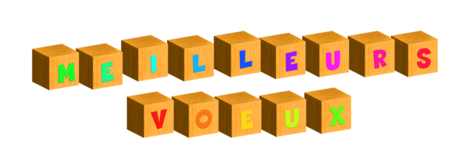 Meilleurs vœux écrits en lettres multicolores sur une face de cubes en bois