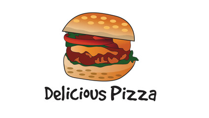 Delicious Pizza Burger Creative Monogram Illustration 