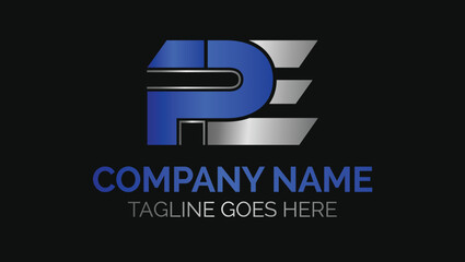 PE name Initials Creative Modern Minimalist Monogram Logo Design Concept