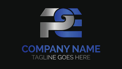 Lettters PE name Initials Modern Minimalist Monogram Logo Design template