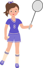 Obraz na płótnie Canvas A girl is a badminton player.