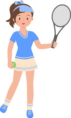 Fototapeta na wymiar A girl standing holding a tennis racket.
