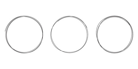 Hand drawing circles. One line circles. Single line icons