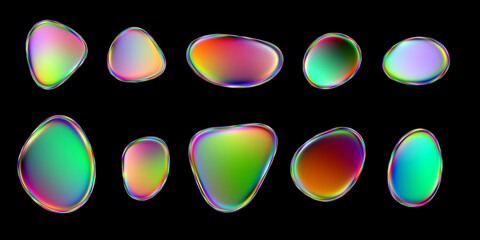3d minimalist shape, gradient neon fluid, colorful dynamic illustration, liquid template