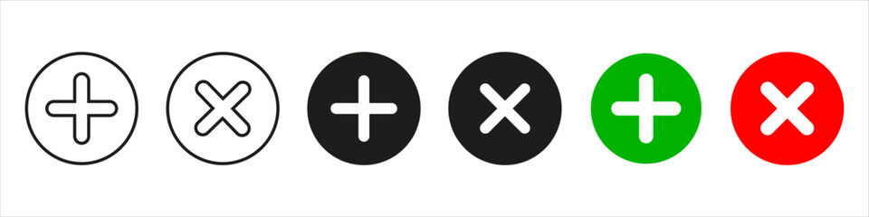 Fototapeta premium plus and minus signs vector icons set