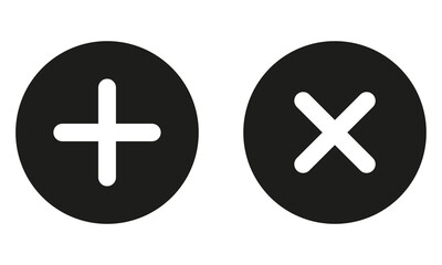 plus and minus signs vector icons set