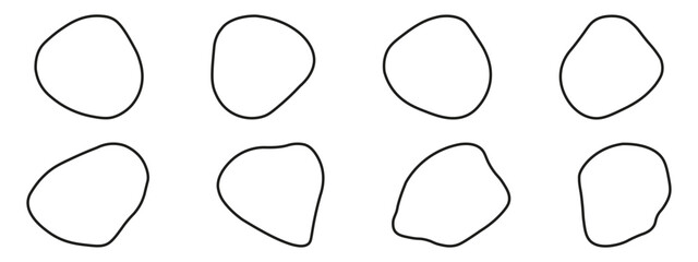 Organic blobs set icon. Random shapes cube drop