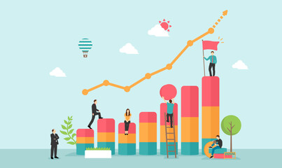 Business growth , business development motif vector banner  illustration