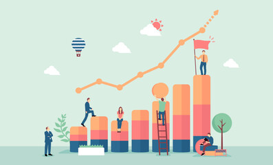 Business growth , business development motif vector banner  illustration - obrazy, fototapety, plakaty