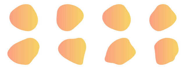 Organic blobs set icon. Random shapes cube drop
