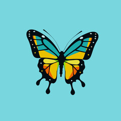 stylized butterfly on a blue background. Vector illustration