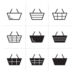 Shopping cart icon set. Web icon collection for online shop, flat design.