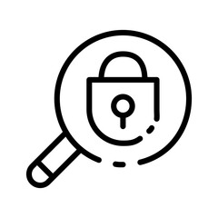 Lock line icon. Protection, password, magnifier, calculation, search, tick, shield, account, gadget, electronics, access, firewall, internet, cyber security. Security concept. Vector black line icon