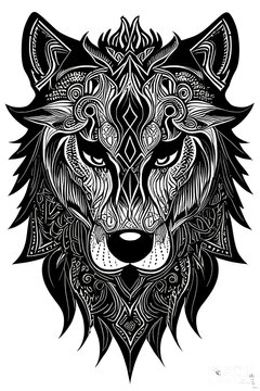 head of a wolf drawing, image generated by AI technology