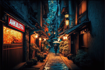 Fototapeta na wymiar Lofi tokyo street at night