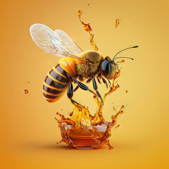 Fototapeta Honey Bee With Honey, generative AI obraz