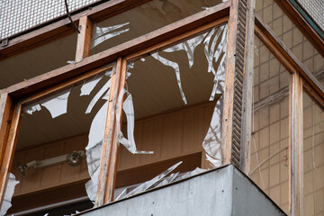 A house blown up by a Russian rocket in the city of Dnipro on Pobeda Street in Ukraine, War in...