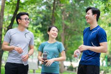 Photo of group Asian people doing exercise