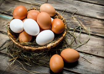 Eggs in a basket.