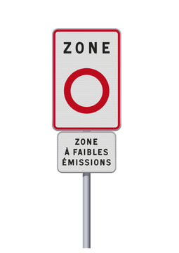 Panneau routier de zone &agrave; faibles &eacute;missions (ZFE) en vectoriel