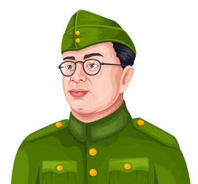 Netaji Subhas Chandra Bose Jayanti. Freedom Fighter and National Hero of India Netaji Subhash Chandra Bose portrait. Republic day of India army day celebration, remembering the true patriot and Army.