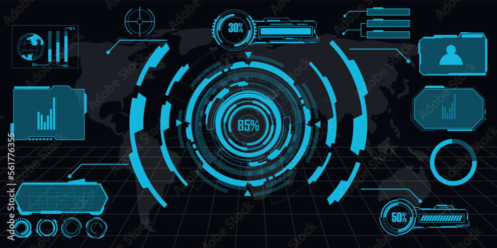 Wall mural abstract technology futuristic concept hud interface hologram elements of digital data and circle