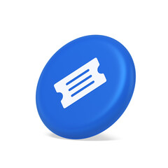 Ticket pass coupon raffle lottery cinema show entrance permission 3d isometric realistic icon