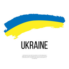 Obraz premium Ukraine flag brush concept. Flag of Ukraine grunge style banner background. Happy independence day of Ukraine with national flag on artistic stain brush stroke background