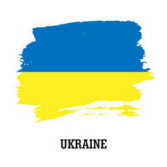 Obraz premium Ukraine flag brush concept. Flag of Ukraine grunge style banner background. Happy independence day of Ukraine with national flag on artistic stain brush stroke background