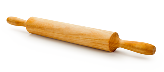 Rolling pin isolated. Wooden rolling pin on white background.