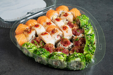 sushi in the heart's shape box