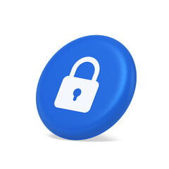 Padlock locking web access button password security protection safe encryption 3d side view icon