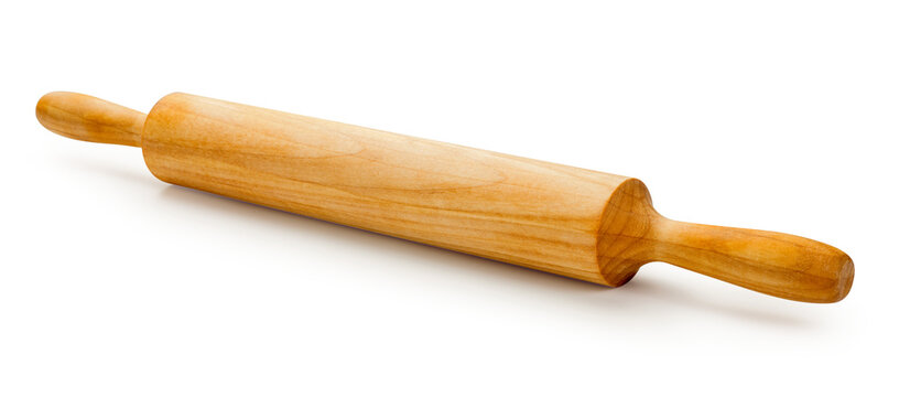 Rolling pin isolated. Wooden rolling pin on white background.