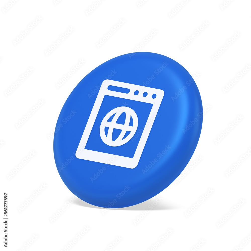 Poster internet browser global wireless connection button cyberspace virtual networking 3d side view icon