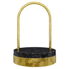 Black and Gold Marble podium 3d realistic render with transparent background