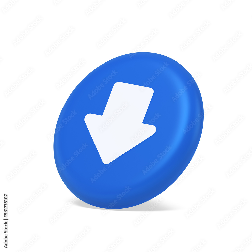 Poster arrow down button keyboard navigation pointer cyberspace downloading web app 3d side view icon