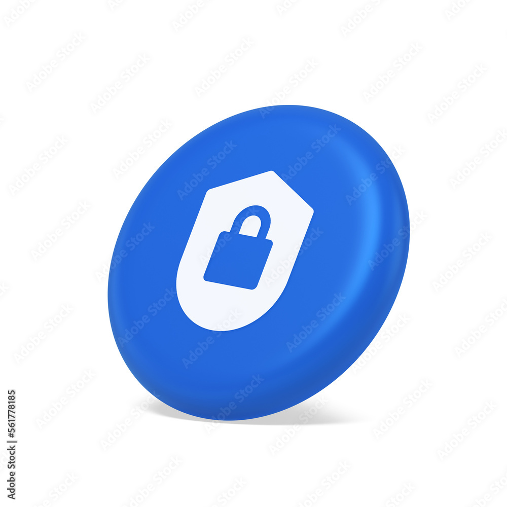 Poster lock shield security button privacy blocked password service web app 3d isometric realistic icon