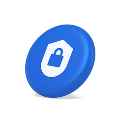 Lock shield security button privacy blocked password service web app 3d isometric realistic icon