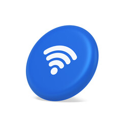 Wi fi internet connection button high speed wireless cyberspace digital network 3d side view icon
