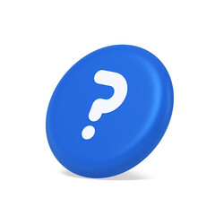 Question mark button advise attention answer FAQ point internet info support 3d side view icon