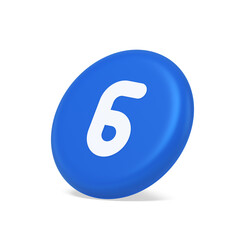 Six blue button number calculator finance counting user interface keyboard panel 3d side view icon