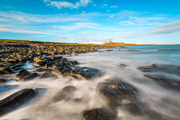 Long Exposure of boulders and shoreline on the Northumberland coastline
